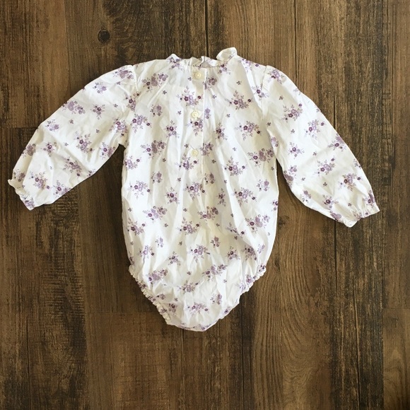 Janie and Jack White Bodysuit with Purple Floral Design - Picture 3 of 4